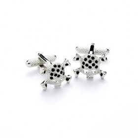 Cufflinks - Swarovski Crystals Skull & Crossbone Jet